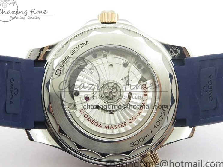 0427 2018 Seamaster Diver 300M SS RG VSF 1:1 Best Edition RG Bezel Blue Dial on Blue Rubber Strap A Contemporary 7927